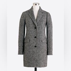 J Crew Women's Black and White Tweed long Coat size 2